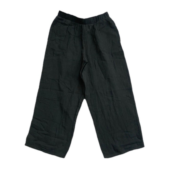 NEW Jessica Simpson Gauze Women's XL Black Wide-Leg Cropped Pants 100% Cotton - Picture 3 of 4